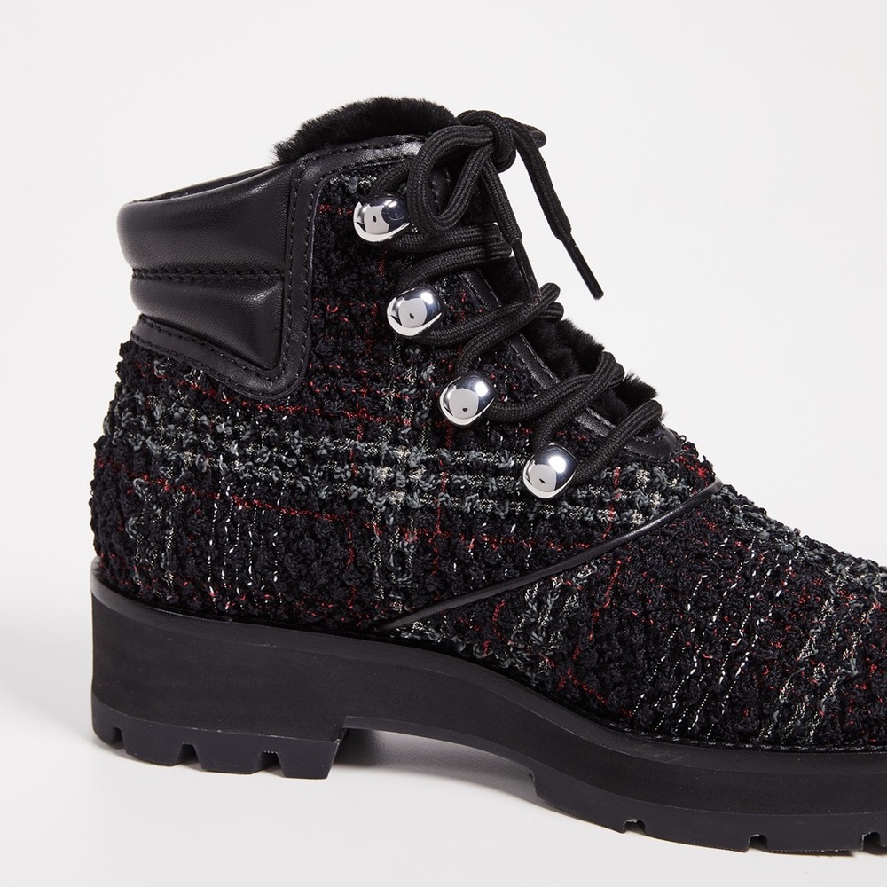 3.1 Phillip Lim Dylan Checkered Tweed Hiking Boots - Picture 6 of 8